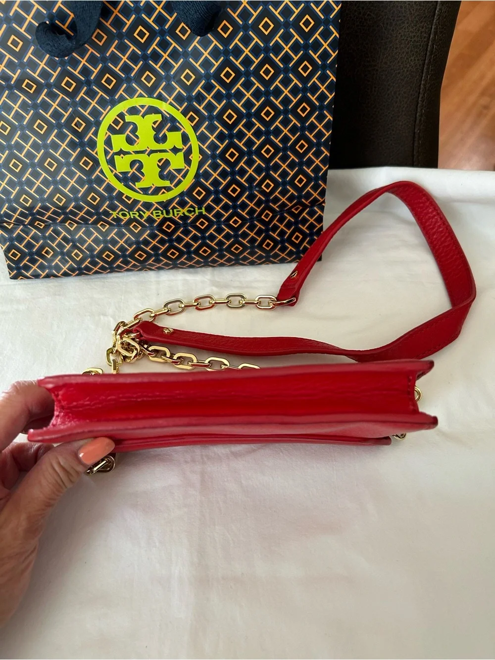 Tory Burch Mini Red Leather Wallet Envelope Crossbody